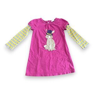 Mini Boden Bunny Dress/Tunic Pink Striped Sleeves 2-3 Years